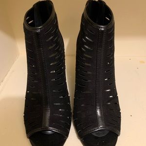 Black open toe booties